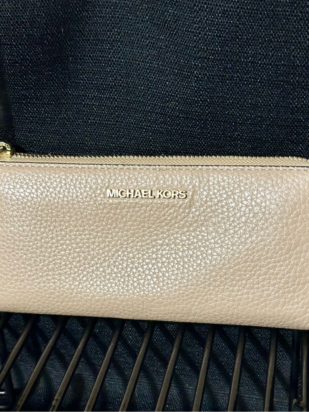 Michael Kors Pebbled Leather Zip Wristlet - Beige